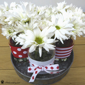 Canada Day red and white centerpiece